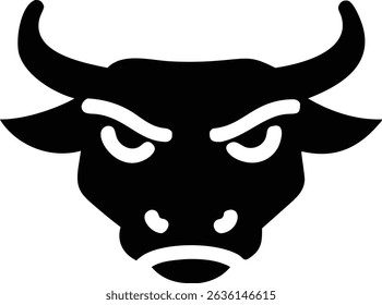 Powerful silhouette design of an angry bull demonstrating strength and aggression in vector format.