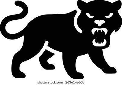 Powerful silhouette design of an angry tiger in a dynamic and aggressive stance