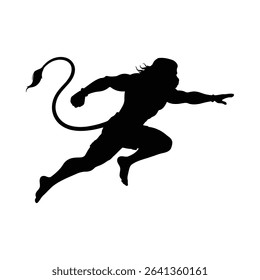 Powerful silhouette of Hanuman, the Hindu monkey god, symbolizing strength and devotion.