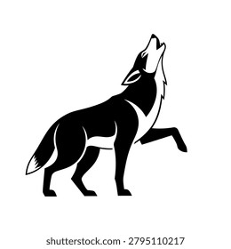 Powerful silhouette of a howling wolf, perfect for outdoor brands, wildlife foundations, or sports teams looking for a symbol of nature and wild instinct.