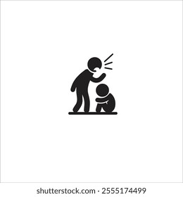 A powerful silhouette image symbolizing bullying and emotional distress. One figure is standing aggressively, while another is crouched in fear, conveying strong feelings of intimidation and vulnerabi