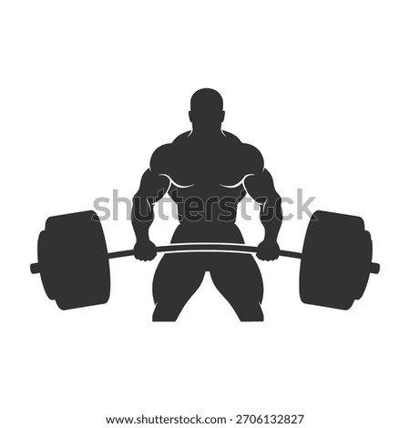 A powerful silhouette of a muscular bodybuilder performing a deadlift with a heavy barbell, symbolizing strength, fitness, and intense training.