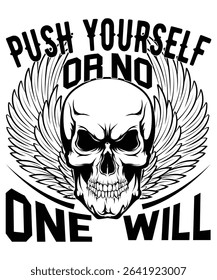Powerful Skull with Wings Illustration - Inner Strength And Self-Motivation Art