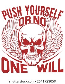 Powerful Skull with Wings Illustration - Inner Strength And Self-Motivation Art
