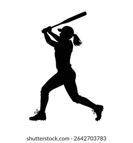 Powerful Softball Player Silhouette Action Shot
