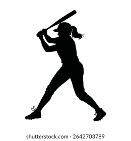 Powerful Softball Player Silhouette Action Shot