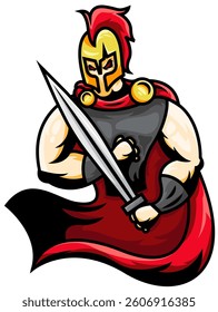 Powerful Spartan Warrior with Sword, Ready for Battle