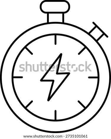 Powerful Stopwatch Lightning Icon - Minimal Flat Vector Graphic