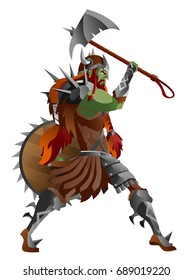 powerful strong fantasy orc troll with an exe