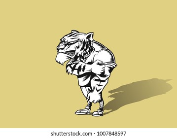 Powerful strong lion animal sports mascot, vector illustration.