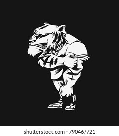 Powerful strong lion animal sports mascot, vector illustration.