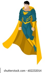 powerful superhero floating