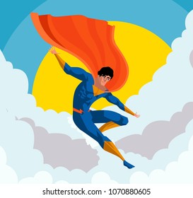 powerful superhero flying
