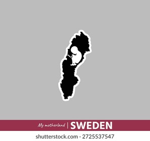 Powerful Sweden map illustration symbolizing birth, roots and national identity. Emotional motherland concept blending geography and human origin.