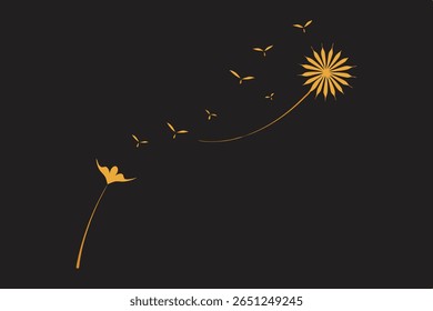 A powerful symbolic design showing a dandelion turning into flying birds. Represents resilience, freedom, and growth through change. Ideal for mental health, healing, and transformation visuals.