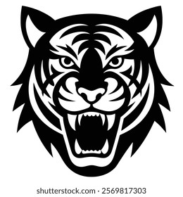 Powerful Tiger Face Silhouette for Bold Graphics