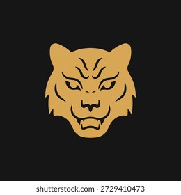 Powerful tiger head icon in bold minimal vector style.
