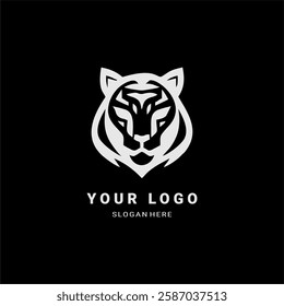 A powerful tiger head logo in a sleek geometric design. Ideal for branding, sports teams, esports, or corporate identity. Represents strength, leadership, and agility with a modern touch.