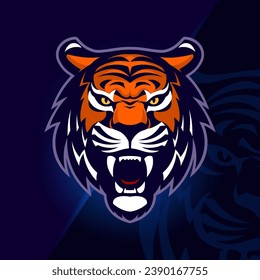Powerful tiger logo design with intricate details, perfect for brands wanting a captivating and strong image