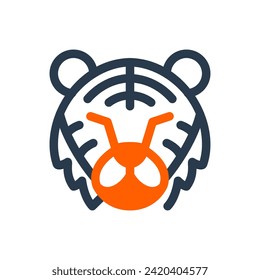 Powerful Tiger on the Jungle Vector Icon Illustration