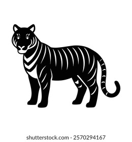 Powerful tiger standing silhouette icon vector design