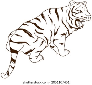 A powerful tiger. Vector illustration