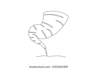 A powerful tornado disaster. Hurricane one-line drawing