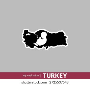 Mächtige Landkarte der Türkei, die Geburt, Wurzeln und nationale Identität symbolisiert. Emotionales Mutterland-Konzept, das Geografie und menschliche Herkunft miteinander verbindet.