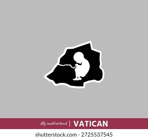 Poderosa ilustração do mapa da Cidade do Vaticano simbolizando nascimento, raízes e identidade nacional. O conceito de pátria emocional combina geografia e origem humana.