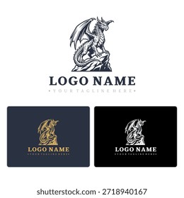 Potente logotipo de dragón de Vector para la marca de fantasía, deportes electrónicos y narración de historias. Totalmente editable en CorelDRAW.