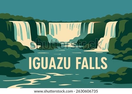  A powerful view of the Iguazu Falls, cascading down into the mist below, surrounded by lush rainforest, creating a breathtaking natural spectacle