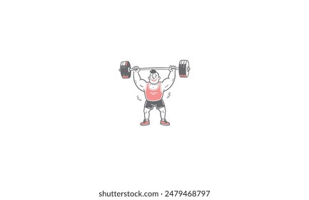 The powerful weightlifter lifts an immense barbell in the gym, showcasing incredible strength.