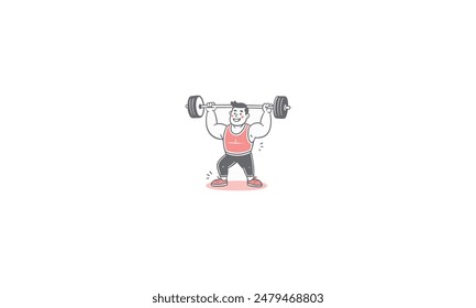 The powerful weightlifter lifts an immense barbell in the gym, showcasing incredible strength.