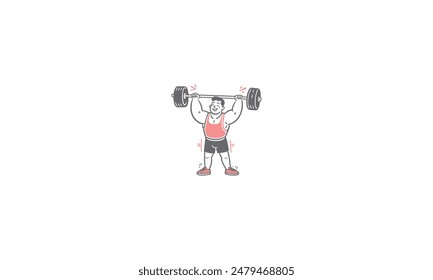 The powerful weightlifter lifts an immense barbell in the gym, showcasing incredible strength.