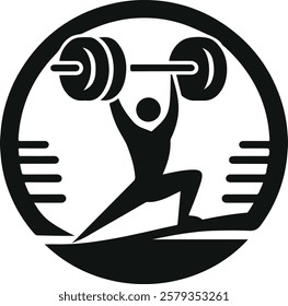 Powerful Weightlifter Silhouette Logo Design