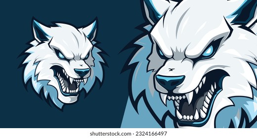 Leistungsstarkes weißes Werwolf-Logo: Dominant Mascot für Sport- und E-Sport-Teams - Vektorgrafik