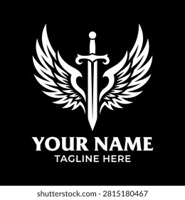 Powerful winged blade emblem. Great for security firms, esports teams, and martial arts branding.