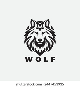  A powerful wolf head logo design, symbolizing intelligence and dominance