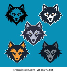 Powerful Wolf Head Logos in Silhouette Style