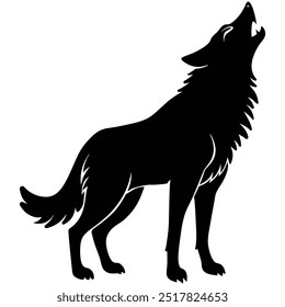 Powerful wolf silhouette howling art.