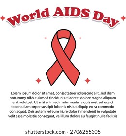 Powerful World AIDS Day Vector: Raising Awareness with Bold Red Ribbon Art