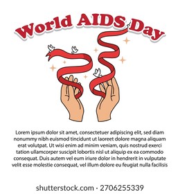 Leistungsstarke Vektorgrafik des Welt-Aids-Tages: Bewusstseinsbildung durch kühne rote Farbbandkunst