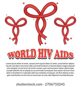 Leistungsstarke Vektorgrafik des Welt-Aids-Tages: Bewusstseinsbildung durch kühne rote Farbbandkunst