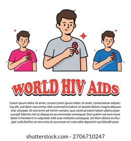 Poderoso vetor do Dia Mundial da AIDS: aumentando a conscientização com arte ousada em fita vermelha