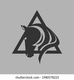 powerfull black stallion horse head logo vector symbol the silhoutte of horse in illustration design
