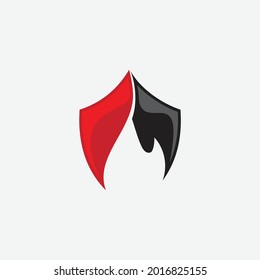 powerfull clean shield flame logo vector