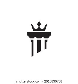 powerfull crown and pillar logo vector