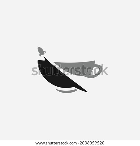 powerfull cup of coffee and slice of rocket tail logo