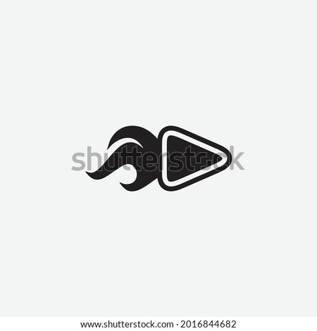 powerfull but fun play icon and flame logo vector