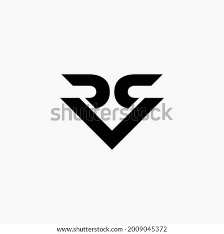 powerfull and simple R S V initial letter logo vector